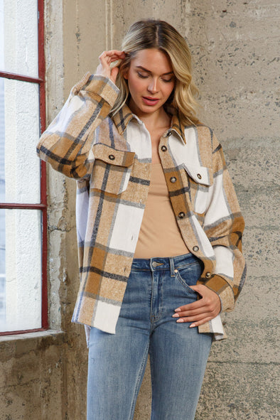 Plaid Tan Shacket