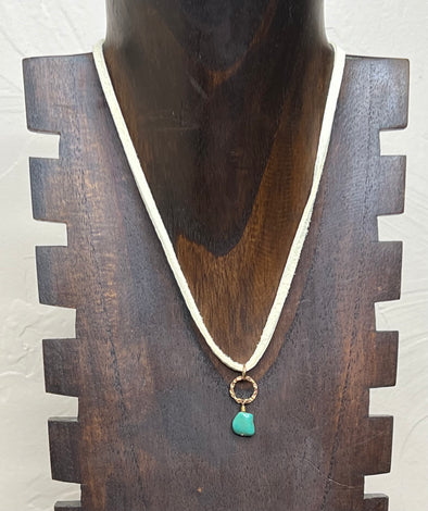 JForks Leather Choker with Turquoise Drop