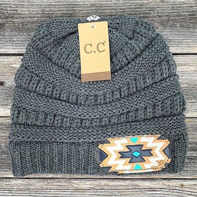 McIntire Saddlery Beanie w/ Aztec Leather Patch