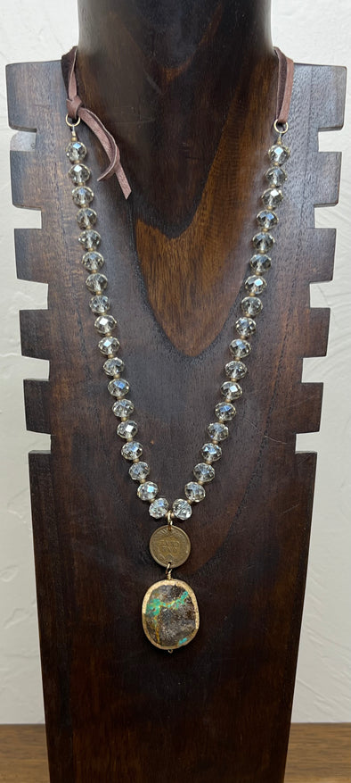 JForks Crystal Beads with Turquoise Drop
