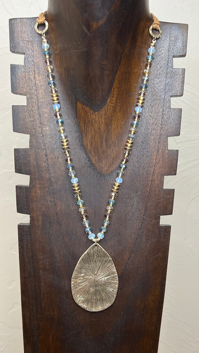 Beaded Necklace with Gold Pendant